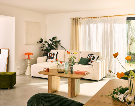 Canapé d'angle réversible 4 places convertible en velours texturé Livy