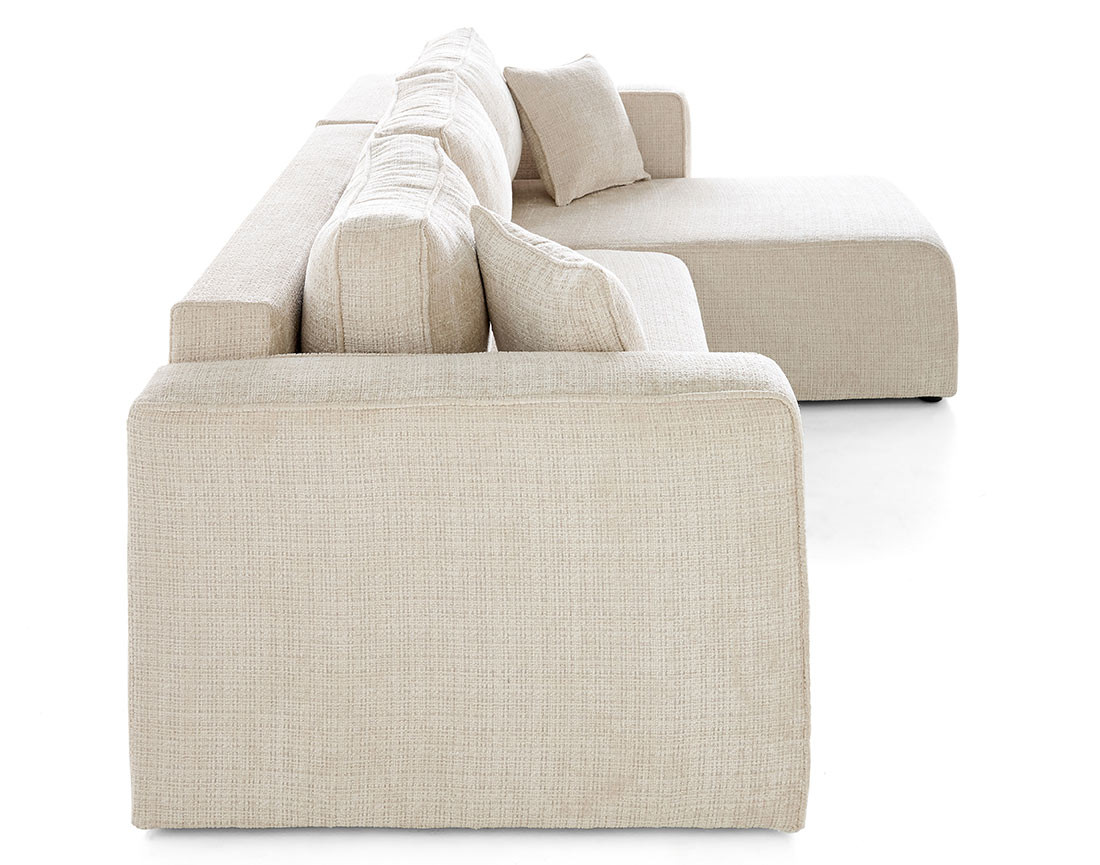 Canapé d'angle déhoussable réversible 4 places en velours texturé Topaze