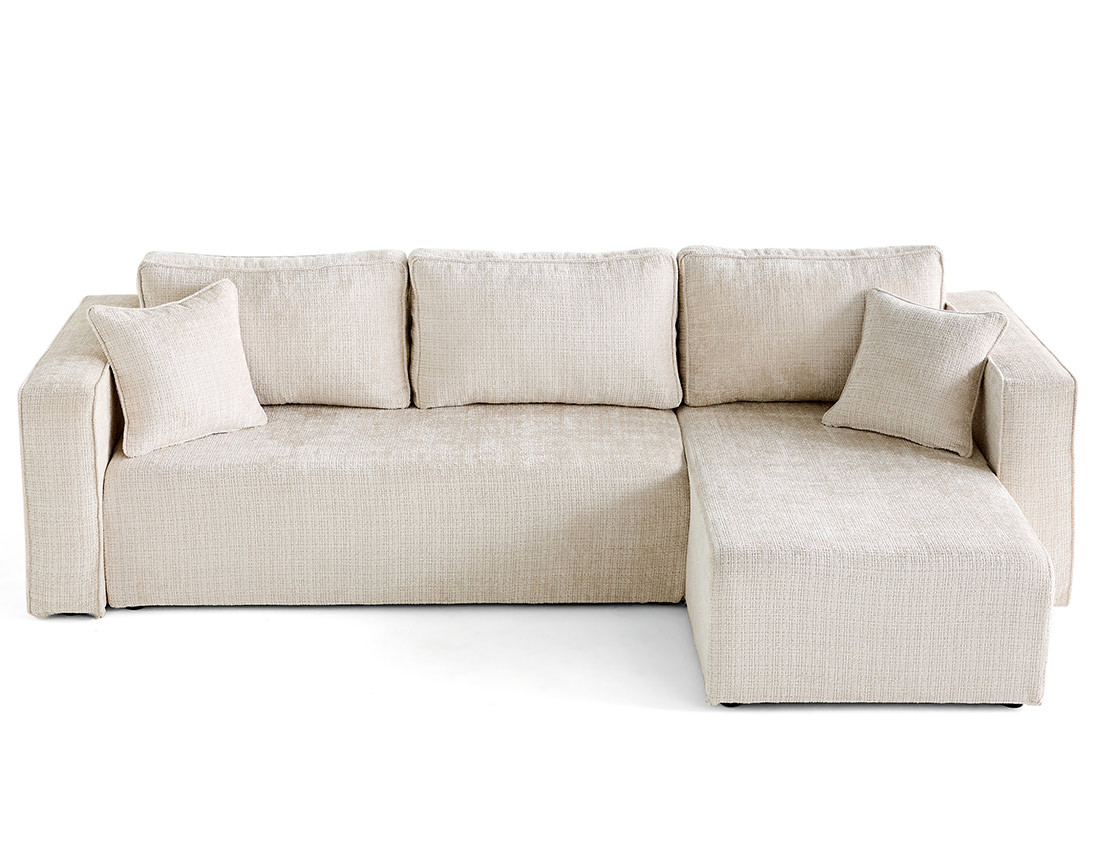 Canapé d'angle déhoussable réversible 4 places en velours texturé Topaze