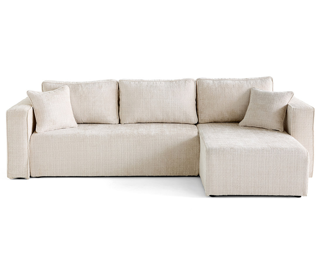 Canapé d'angle déhoussable réversible 4 places en velours texturé Topaze