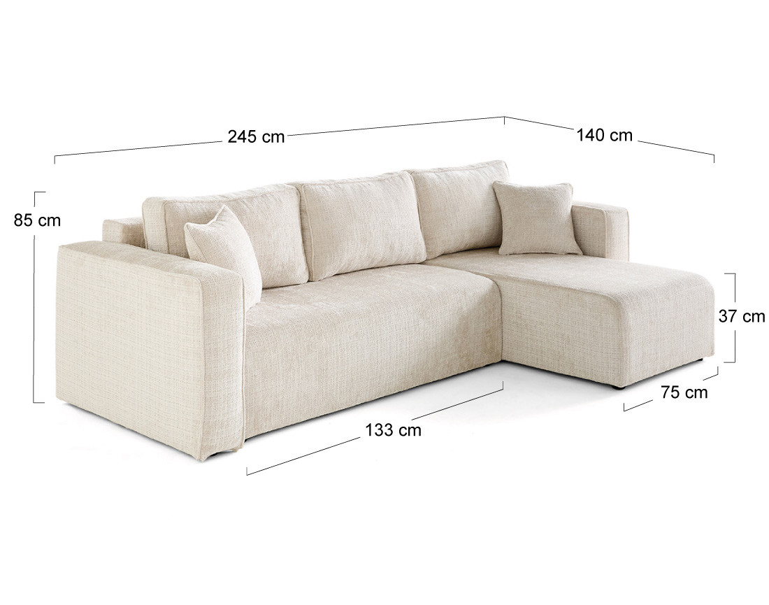 Canapé d'angle déhoussable réversible 4 places en velours texturé Topaze