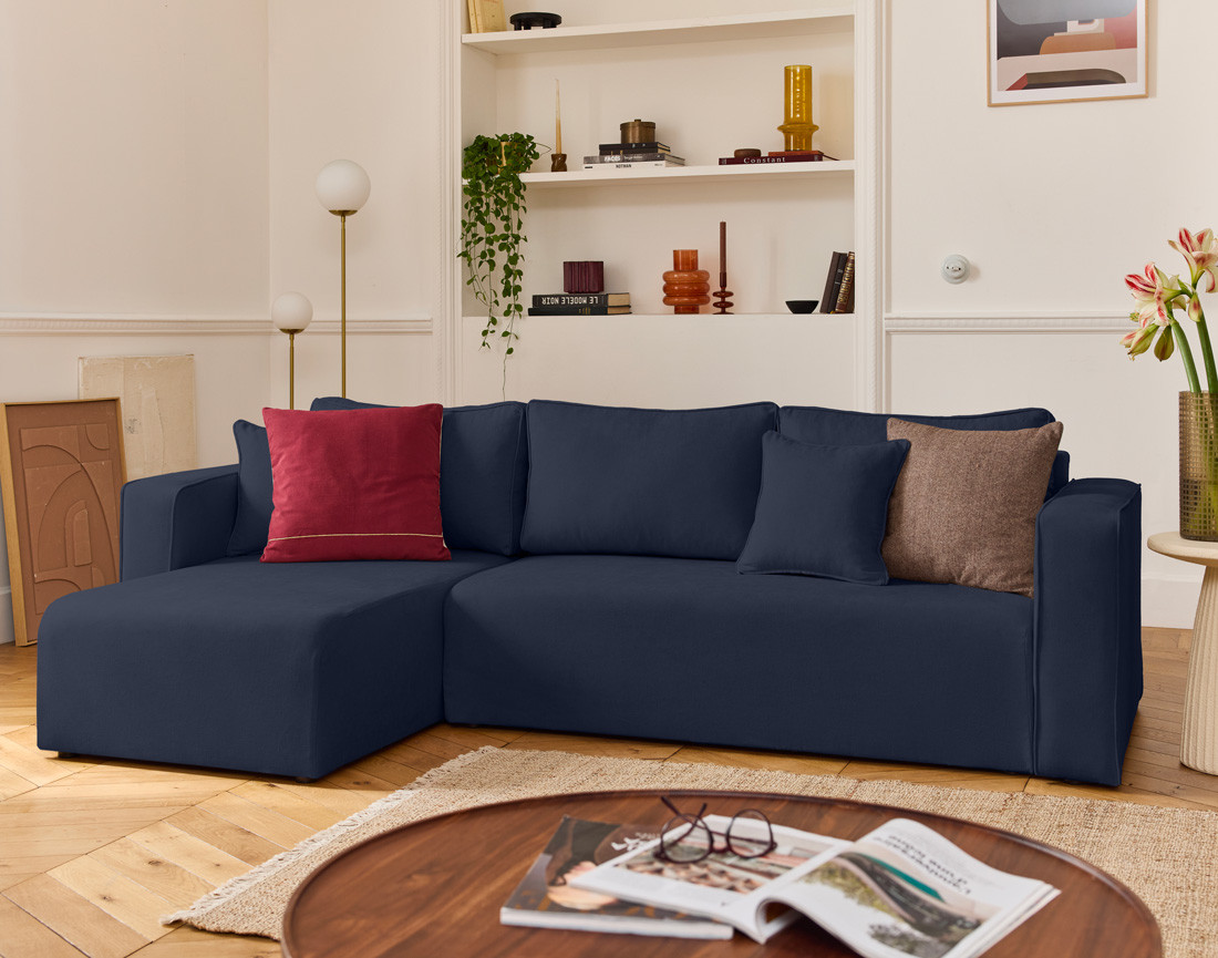 Housse en tissu pour canapé d'angle réversible 4 places Topaze