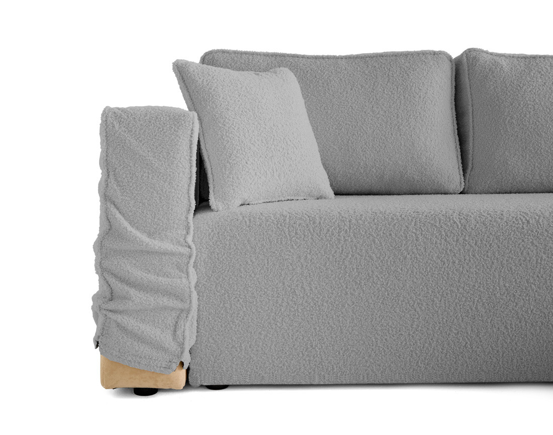 Housse en tissu bouclette pour canapé d'angle réversible 4 places Topaze