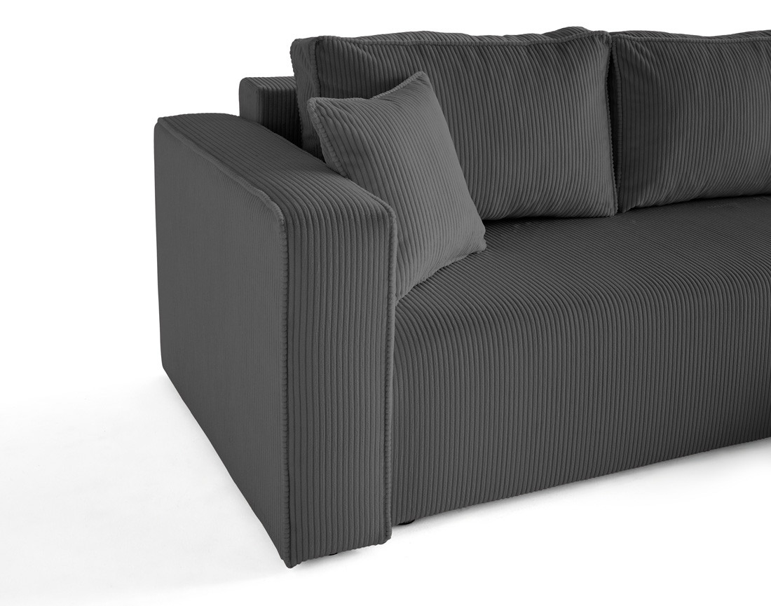 Canapé d'angle déhoussable réversible 4 places en velours côtelé Topaze