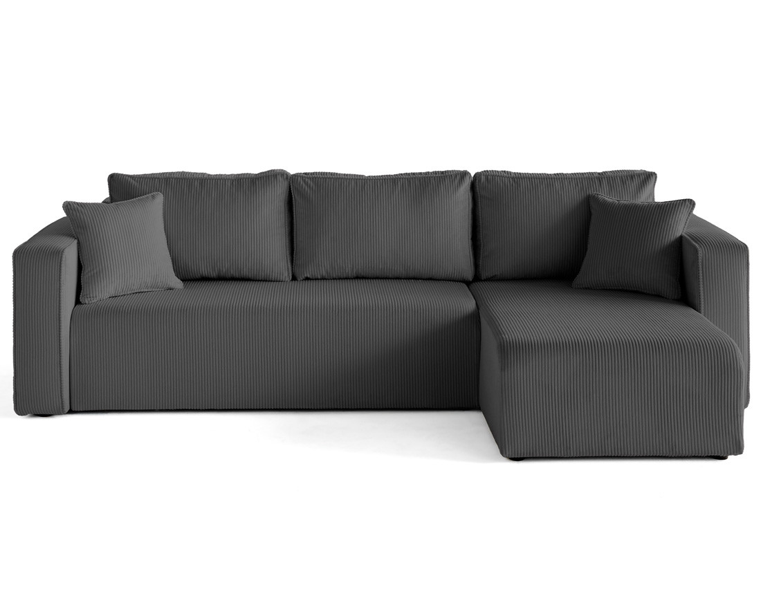 Canapé d'angle déhoussable réversible 4 places en velours côtelé Topaze