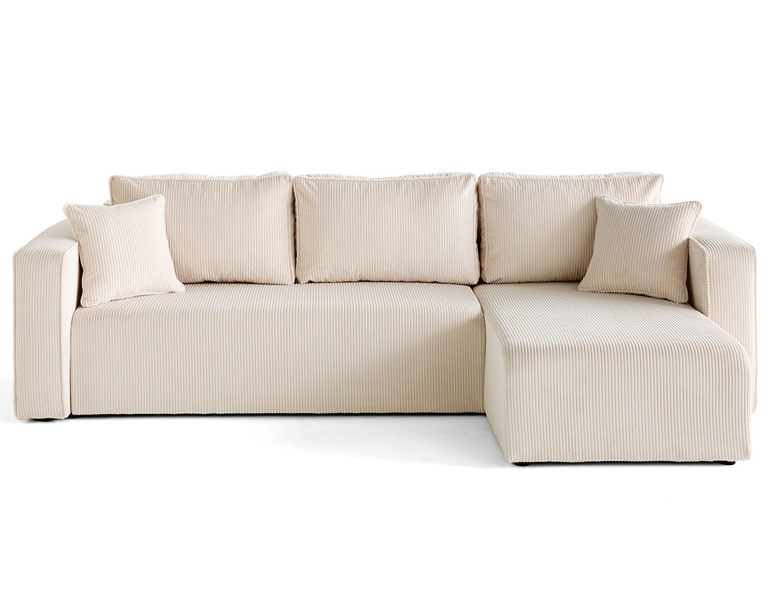 Housse en velours côtelé pour canapé d'angle réversible 4 places Topaze