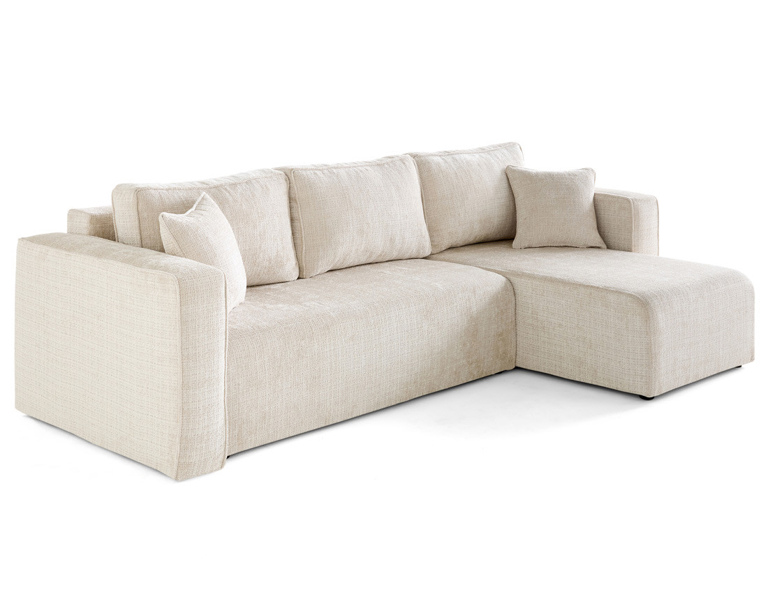 Canapé d'angle déhoussable réversible 4 places en velours texturé Topaze