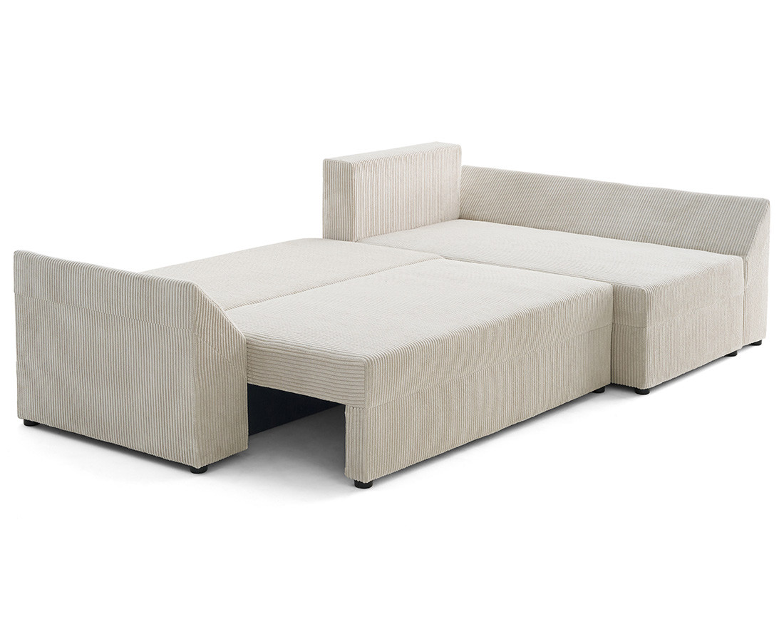 Canapé d'angle réversible 4 places convertible avec coffre en velours côtelé Mike