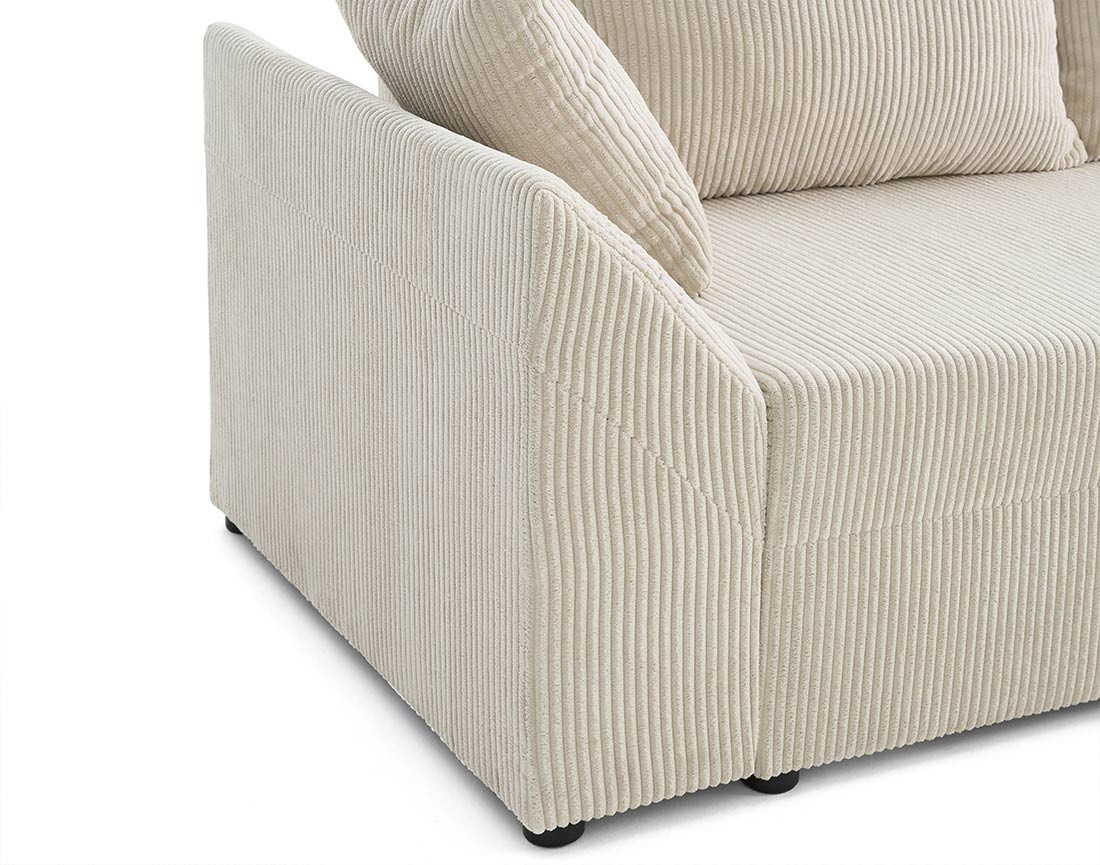 Canapé d'angle réversible 4 places convertible avec coffre en velours côtelé Mike