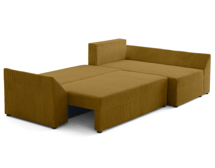 Canapé d'angle réversible 4 places convertible avec coffre en velours côtelé Mike