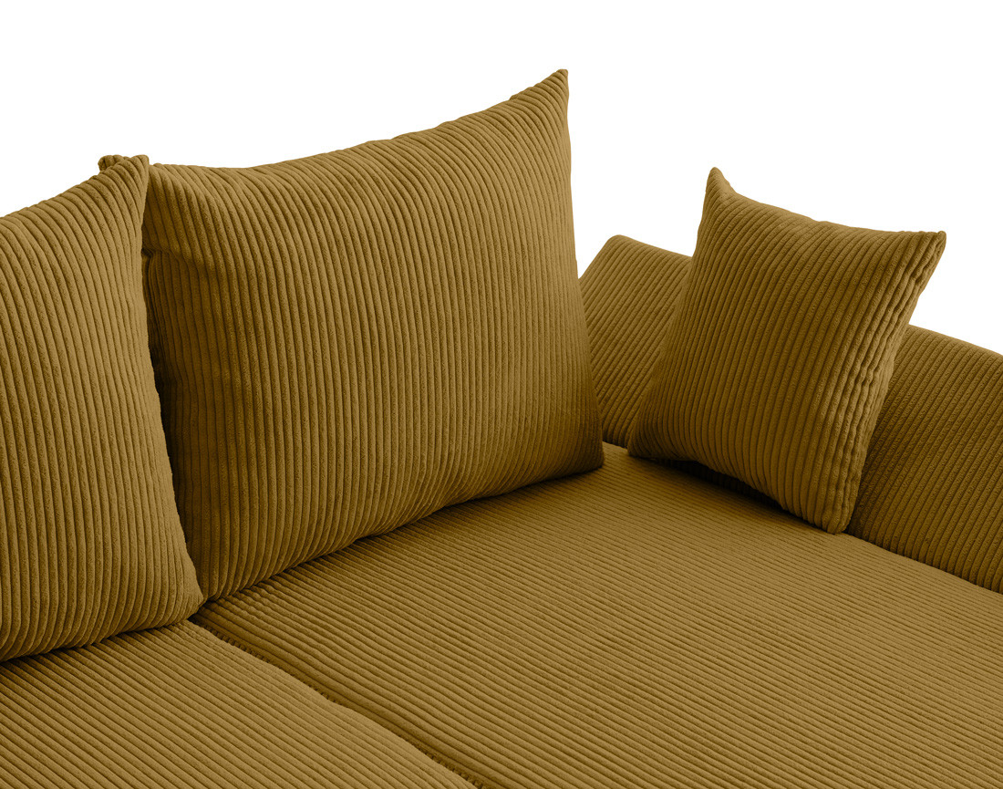 Canapé d'angle réversible 4 places convertible avec coffre en velours côtelé Mike