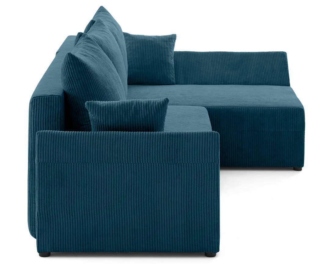 Canapé d'angle réversible 4 places convertible avec coffre en velours côtelé Mike
