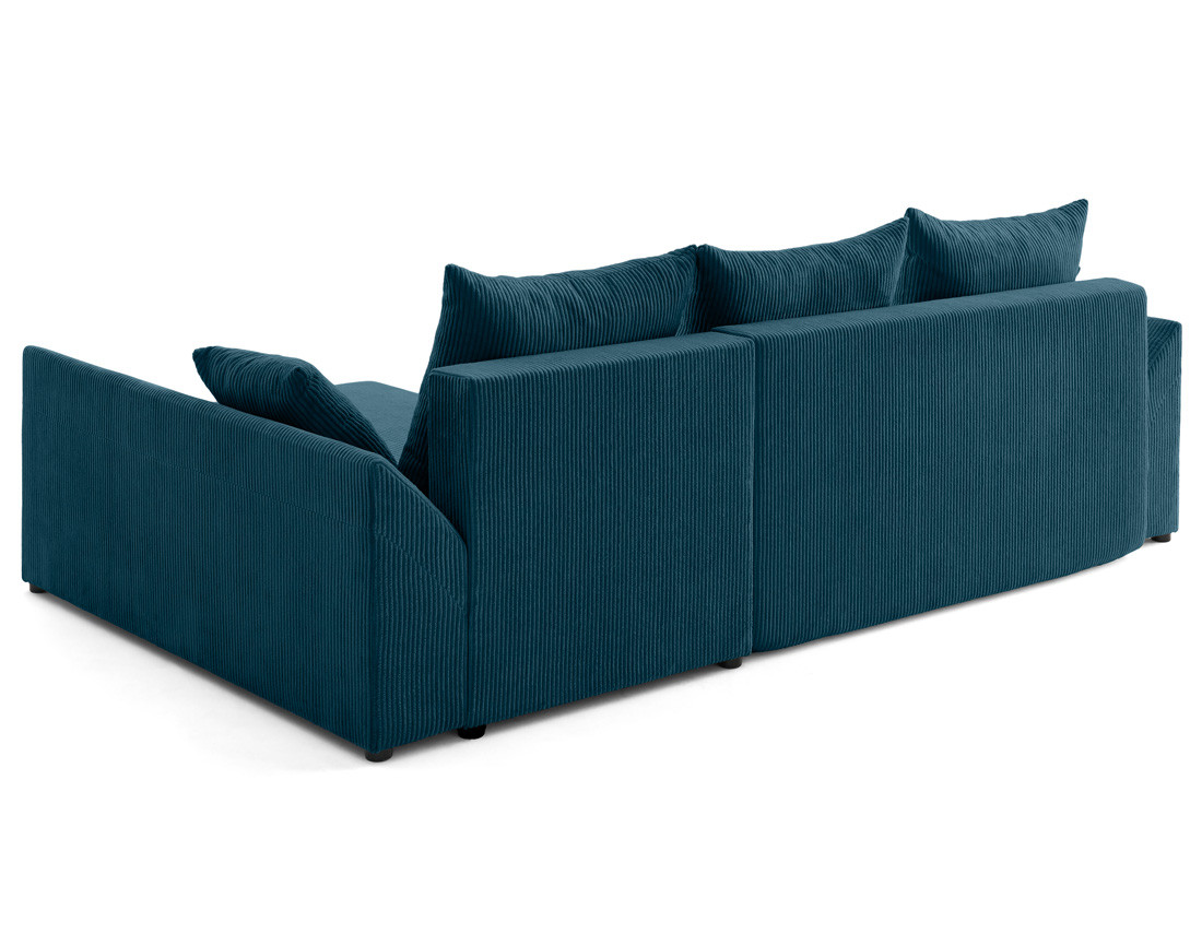 Canapé d'angle réversible 4 places convertible avec coffre en velours côtelé Mike