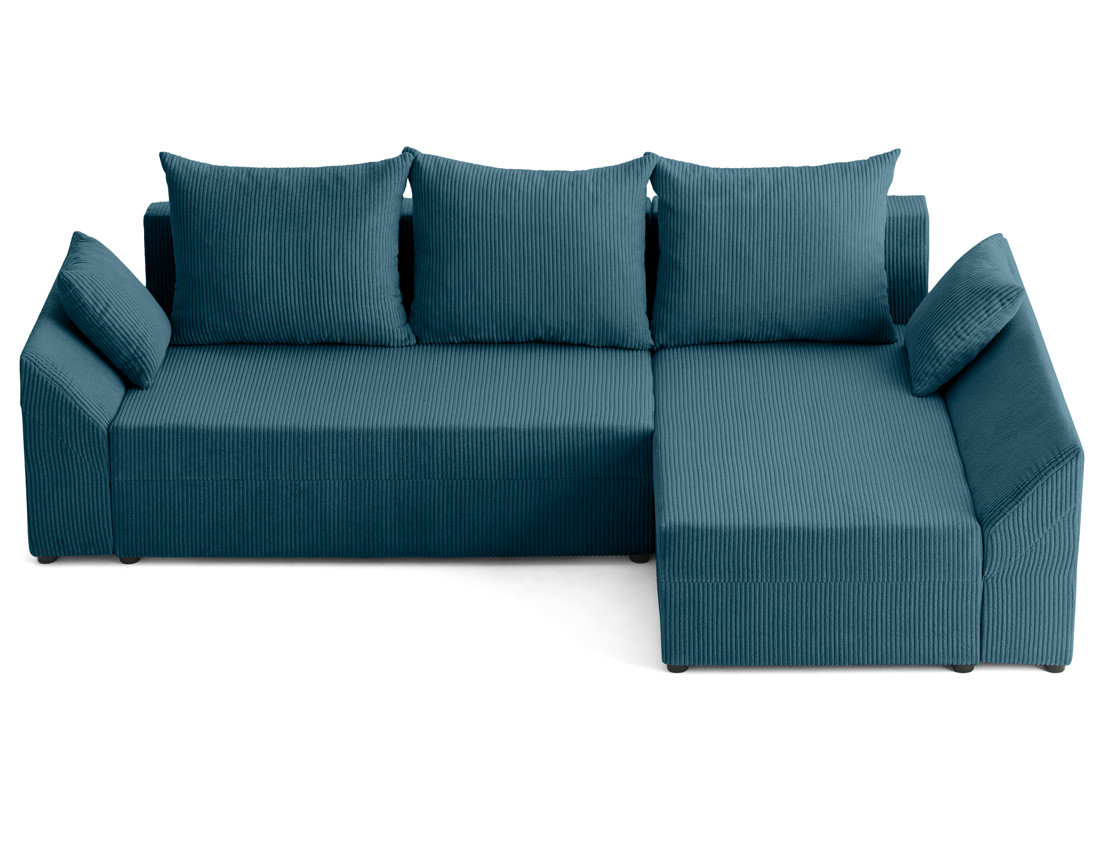 Canapé d'angle réversible 4 places convertible avec coffre en velours côtelé Mike