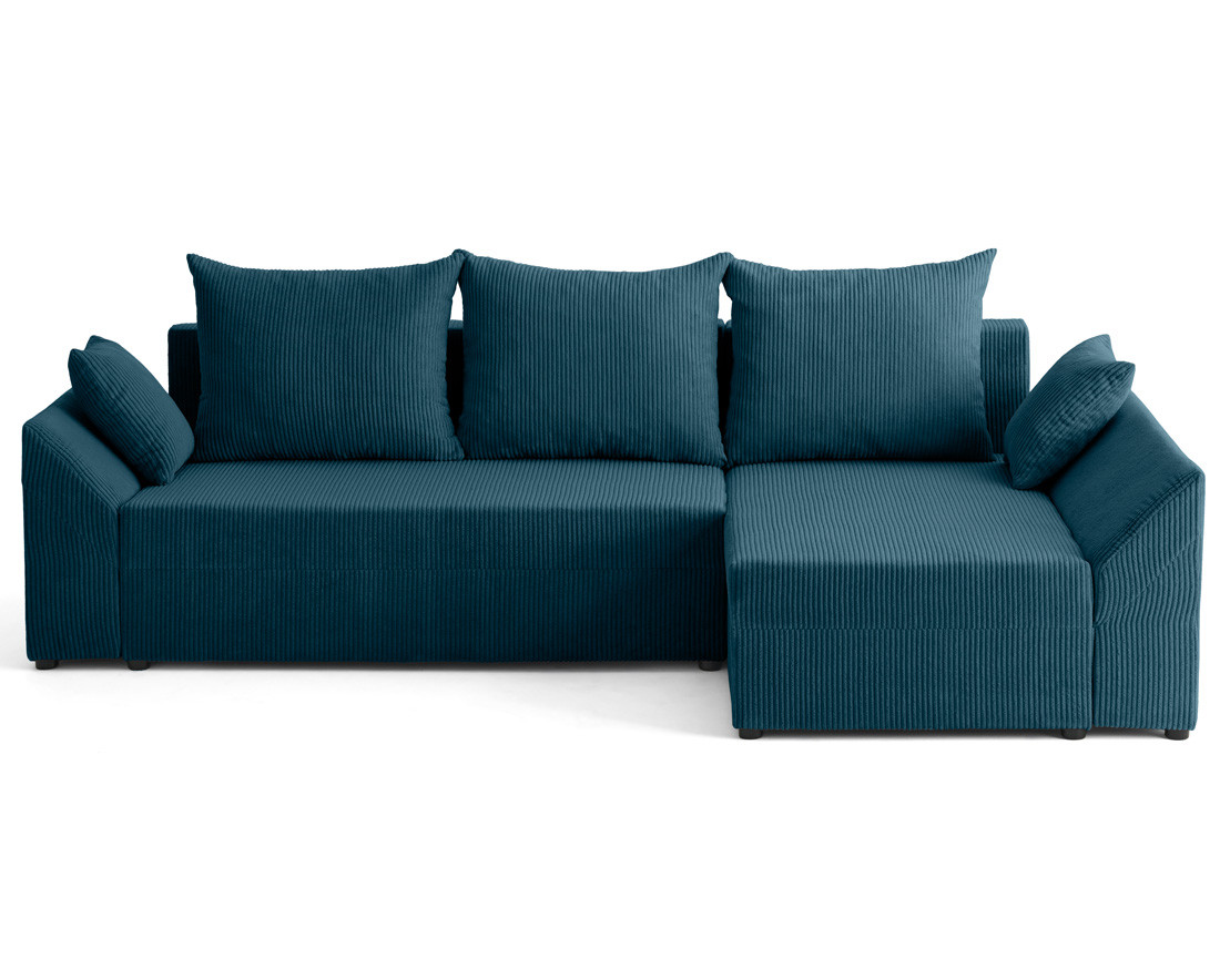 Canapé d'angle réversible 4 places convertible avec coffre en velours côtelé Mike