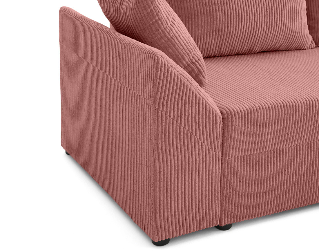 Canapé d'angle réversible 4 places convertible avec coffre en velours côtelé Mike