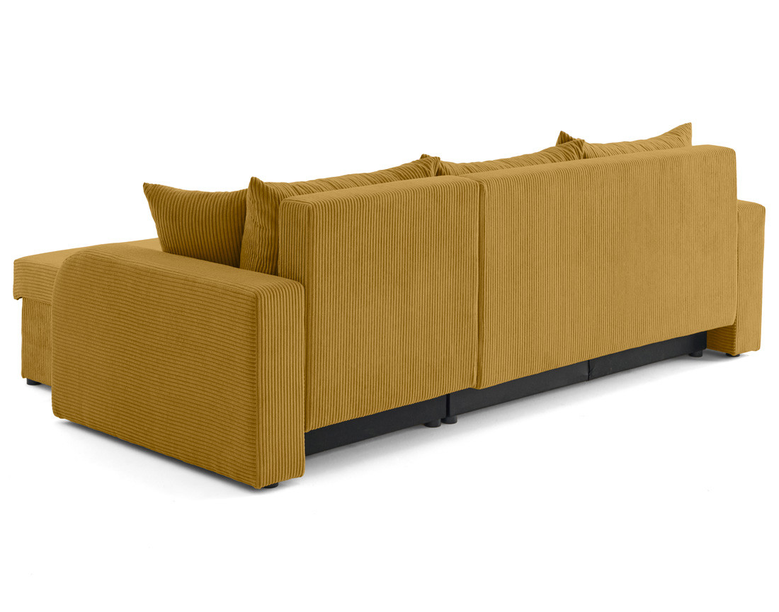 Canapé d'angle réversible convertible avec coffres 4 places en velours côtelé Valos