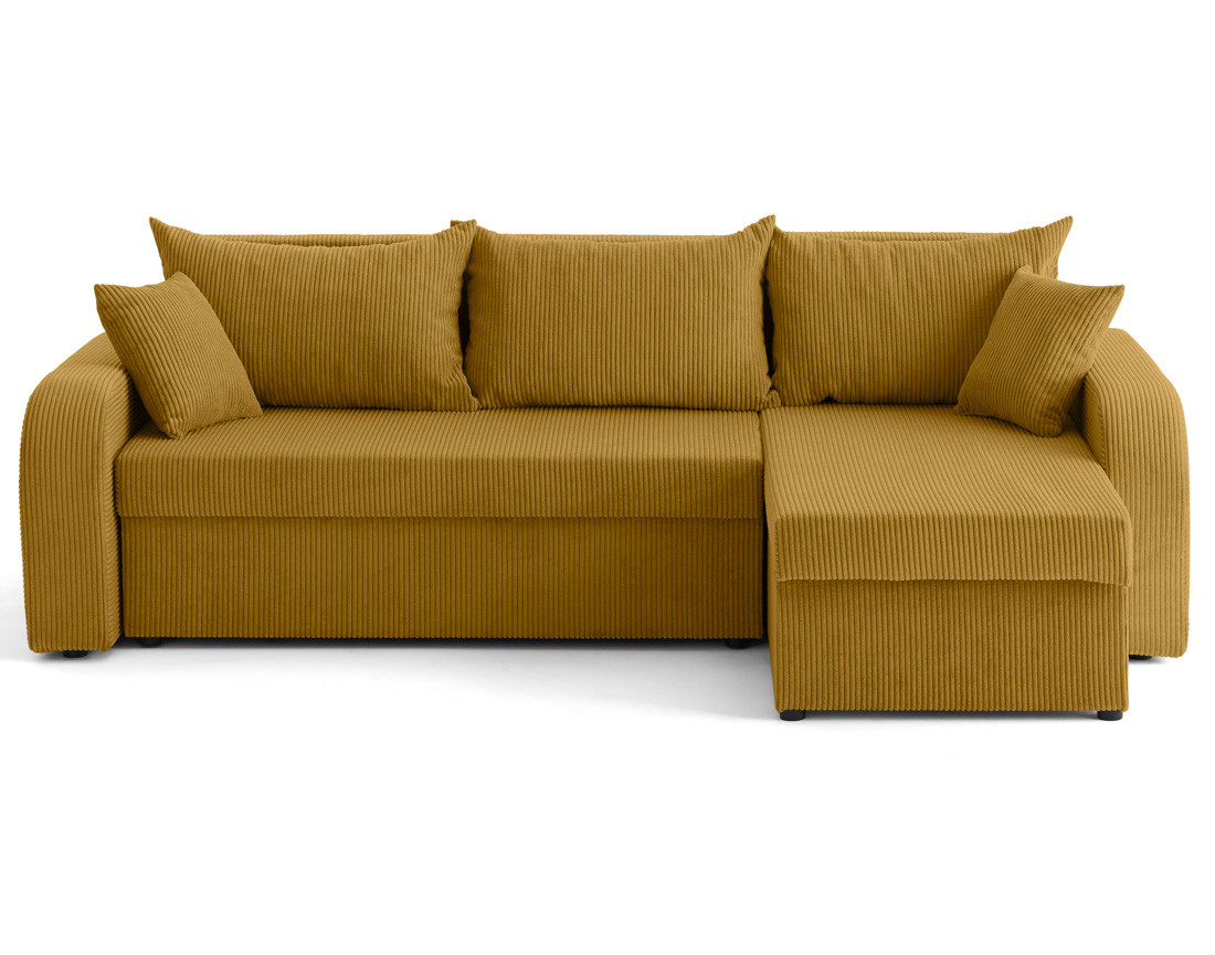 Canapé d'angle réversible convertible avec coffres 4 places en velours côtelé Valos