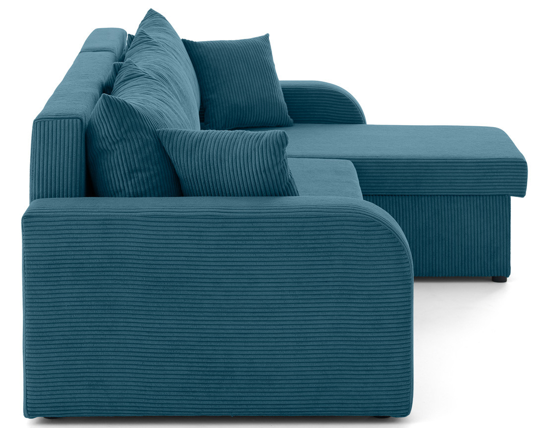Canapé d'angle réversible convertible avec coffres 4 places en velours côtelé Valos