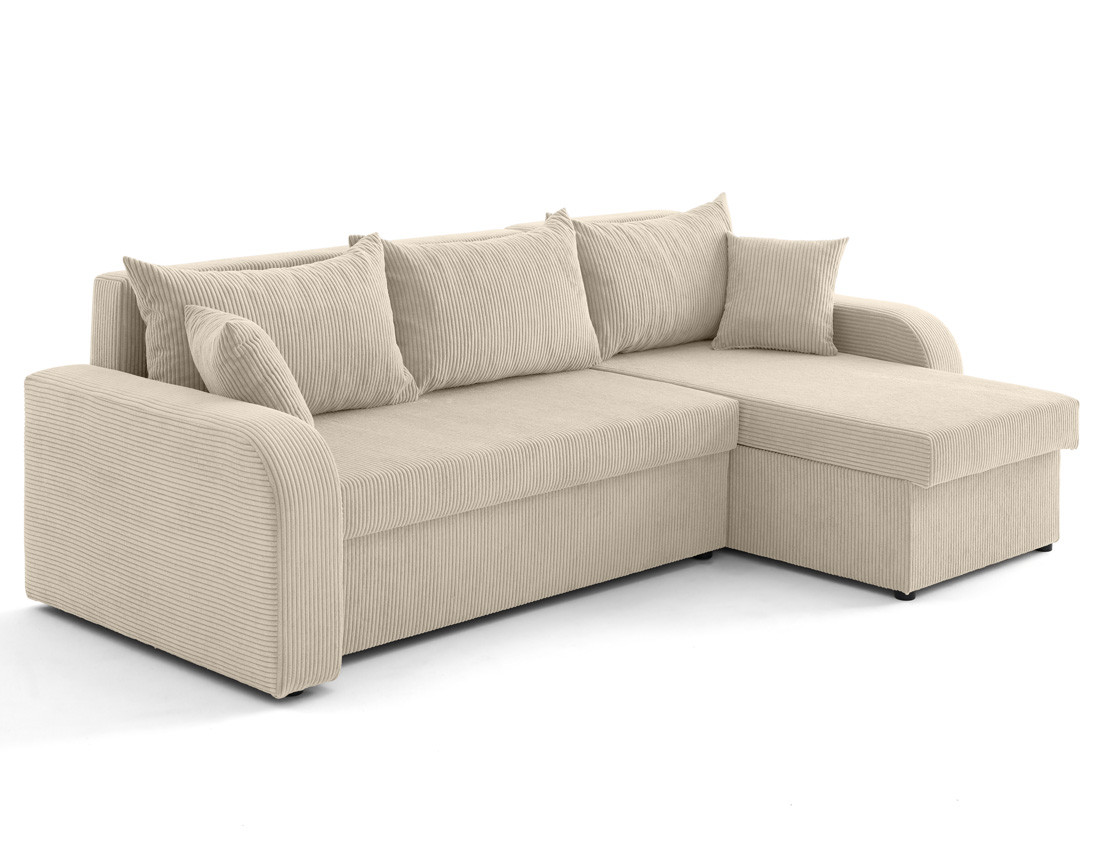 Canapé d'angle réversible convertible avec coffres 4 places en velours côtelé Valos