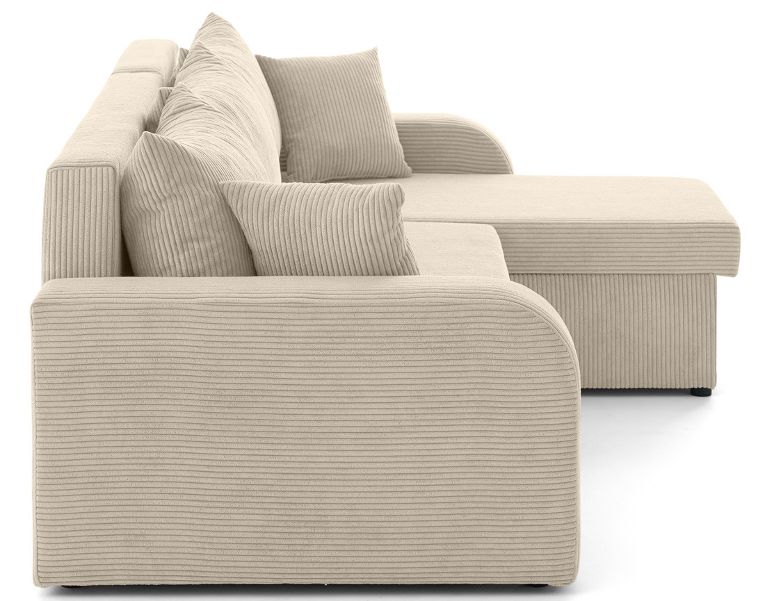 Canapé d'angle réversible convertible avec coffres 4 places en velours côtelé Valos