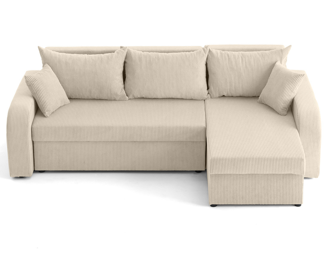 Canapé d'angle réversible convertible avec coffres 4 places en velours côtelé Valos