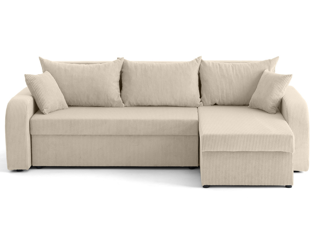 Canapé d'angle réversible convertible avec coffres 4 places en velours côtelé Valos