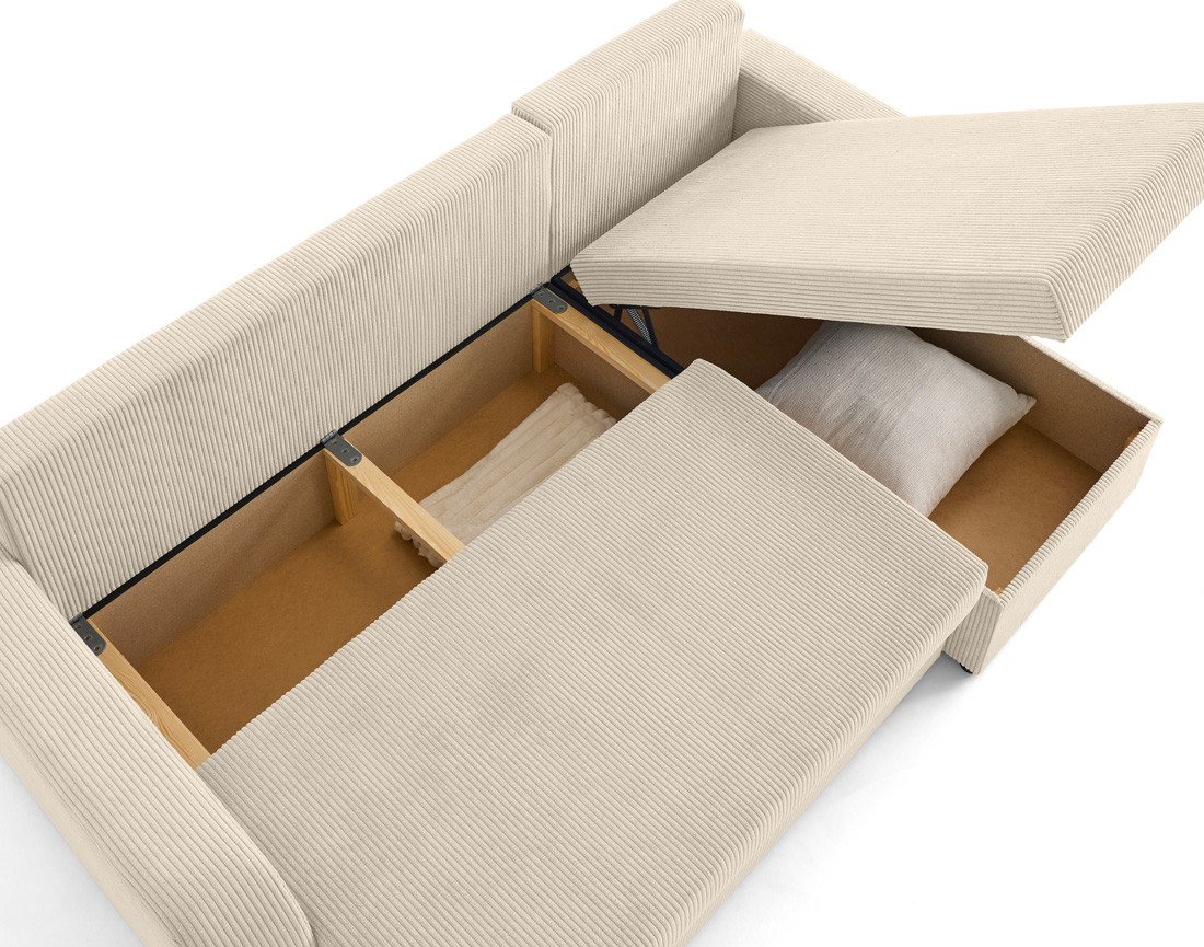 Canapé d'angle réversible convertible avec coffres 4 places en velours côtelé Valos