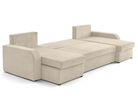 Canapé panoramique en U convertible avec coffres 7 places en velours côtelé Valos