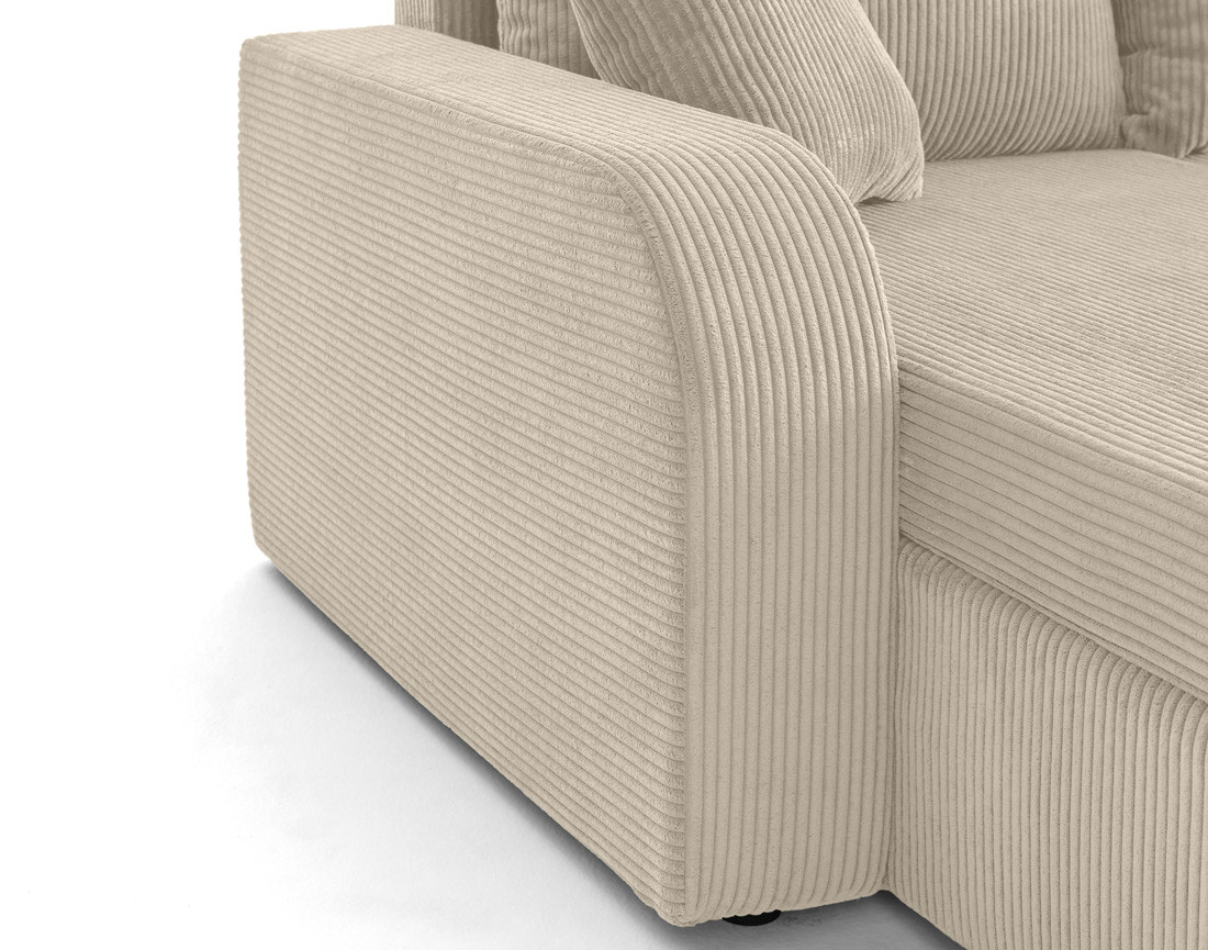 Canapé panoramique en U convertible avec coffres 7 places en velours côtelé Valos