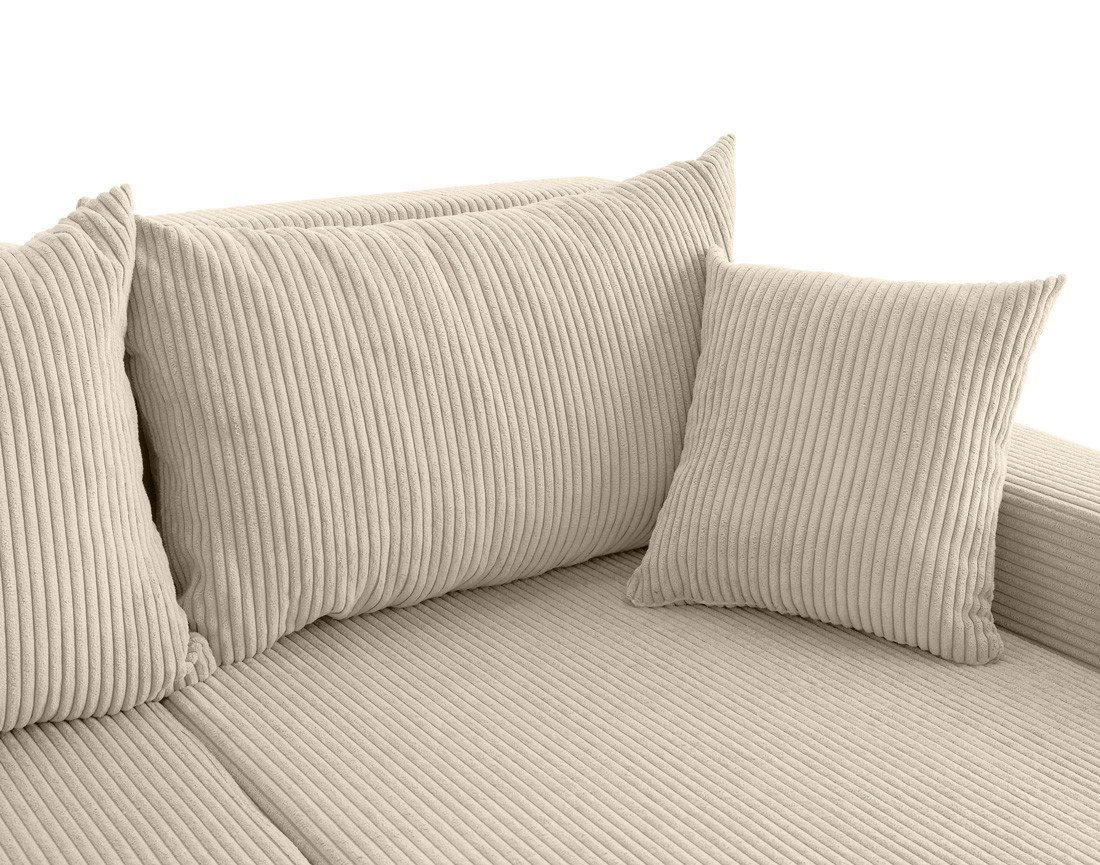 Canapé panoramique en U convertible avec coffres 7 places en velours côtelé Valos