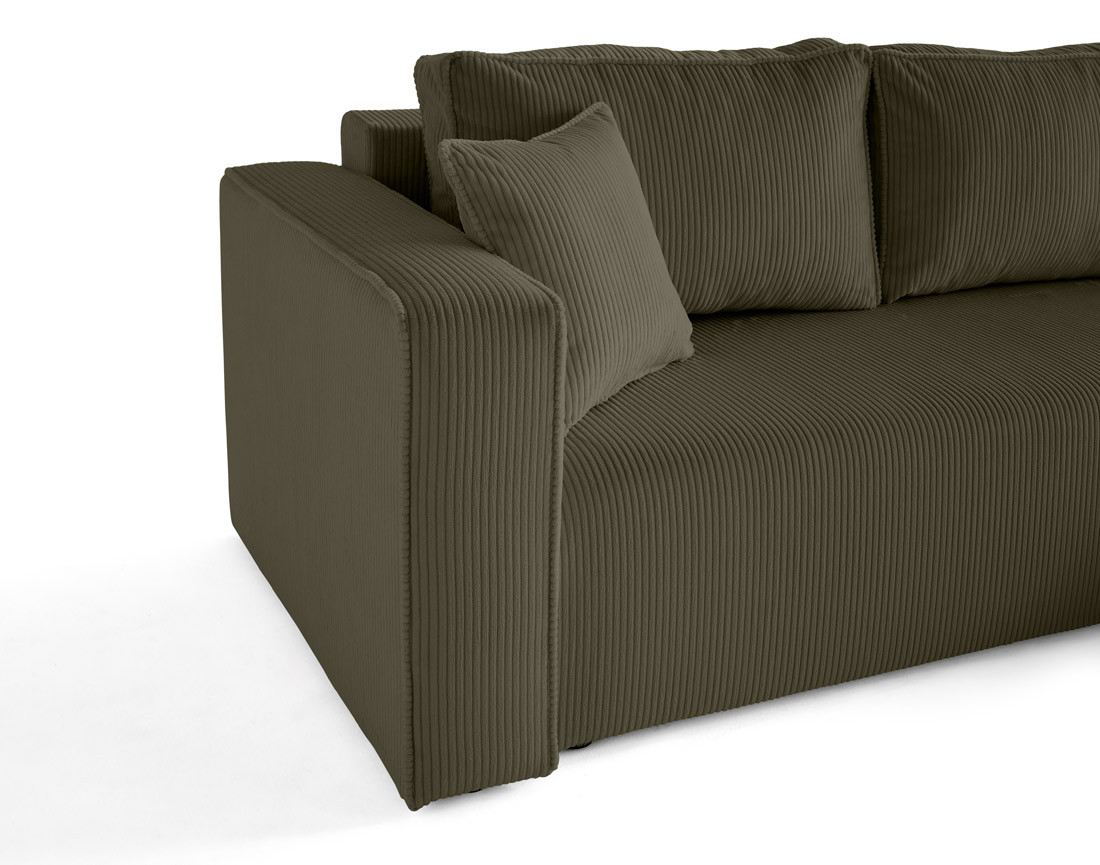 Canapé d'angle déhoussable réversible 4 places en velours côtelé Topaze