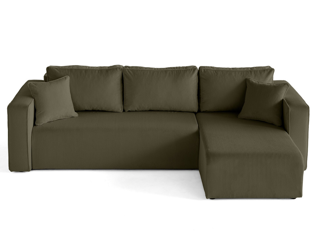 Canapé d'angle déhoussable réversible 4 places en velours côtelé Topaze