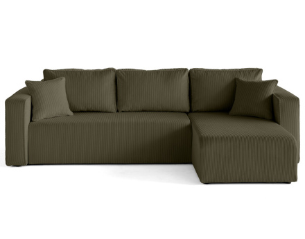 Canapé d'angle déhoussable réversible 4 places en velours côtelé Topaze