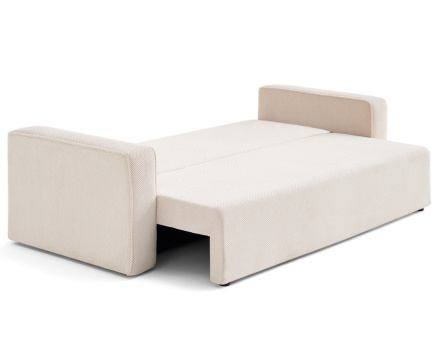 Canapé droit 3 places convertible avec coffre en velours texturé Topaze