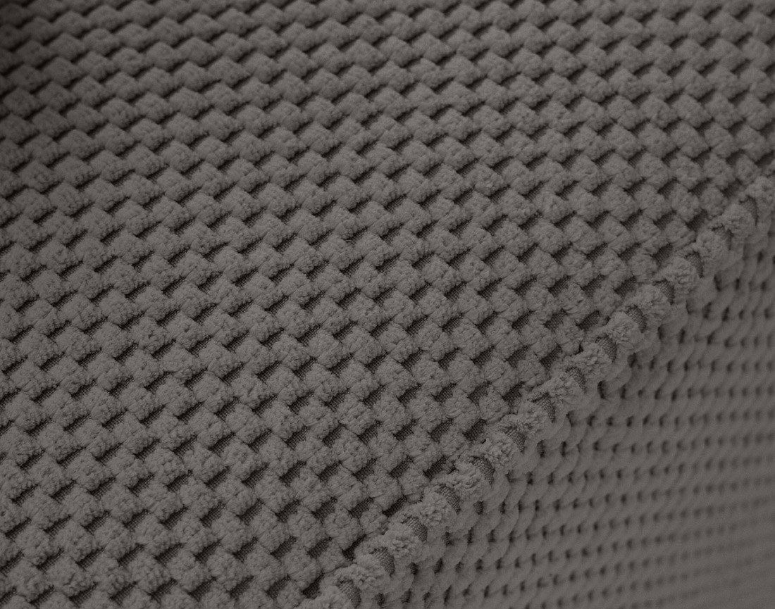 Canapé panoramique en U 7 places convertible avec coffre en velours texturé Topaze