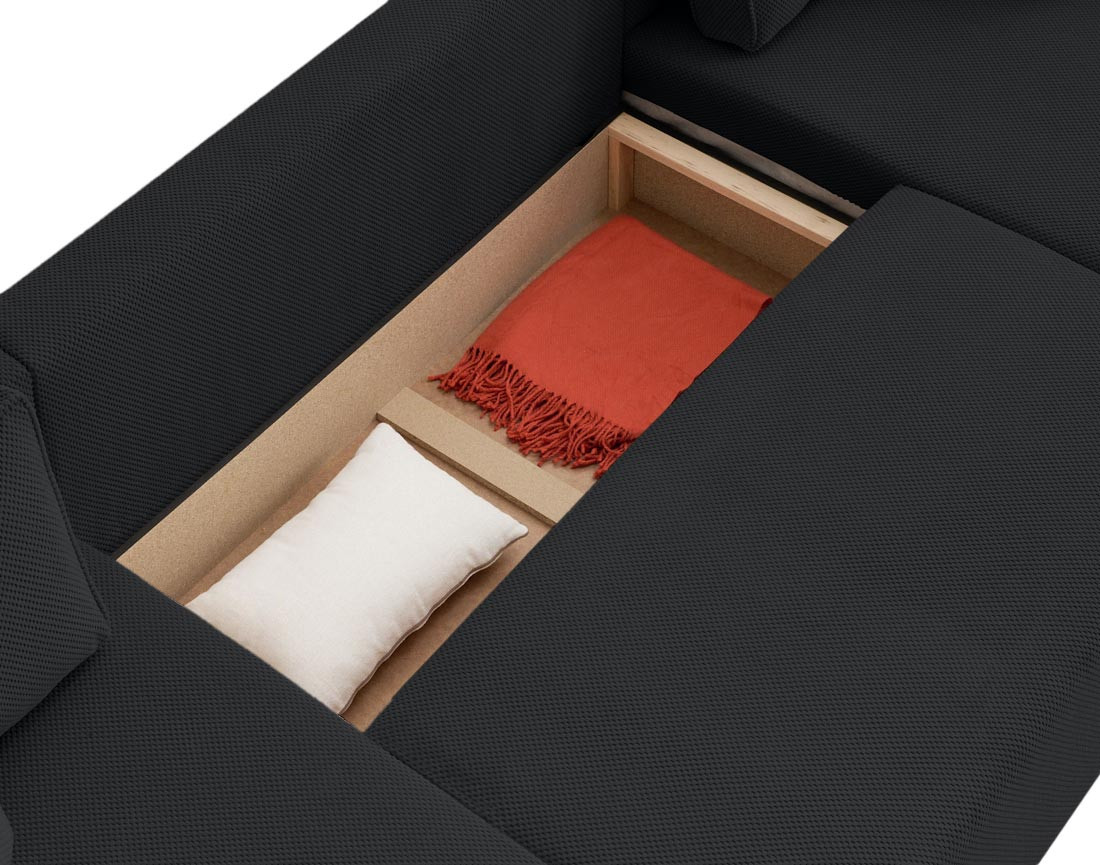 Canapé panoramique en U 7 places convertible avec coffre en velours texturé Topaze