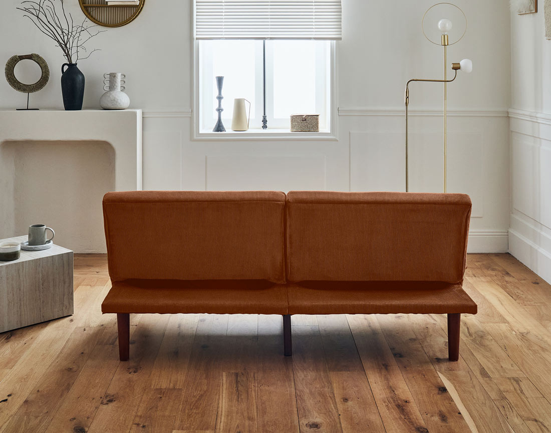 Canapé convertible clic-clac 2 places en velours côtelé Philae