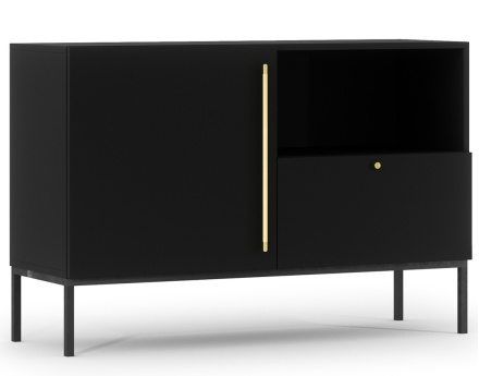Buffet bas noir 1 porte, 1 tiroir et 1 niche 120 cm Felicia