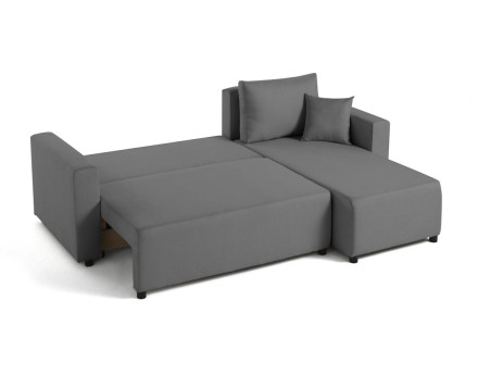 Canapé d'angle réversible 4 places convertible avec coffre en tissu Regala