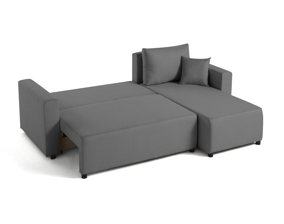 Canapé d'angle réversible 4 places convertible avec coffre en tissu Regala