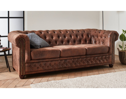 Winston - Canapé 3 places Chesterfield - style industriel