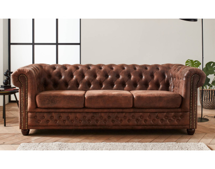 Winston - Canapé 3 places Chesterfield - style industriel