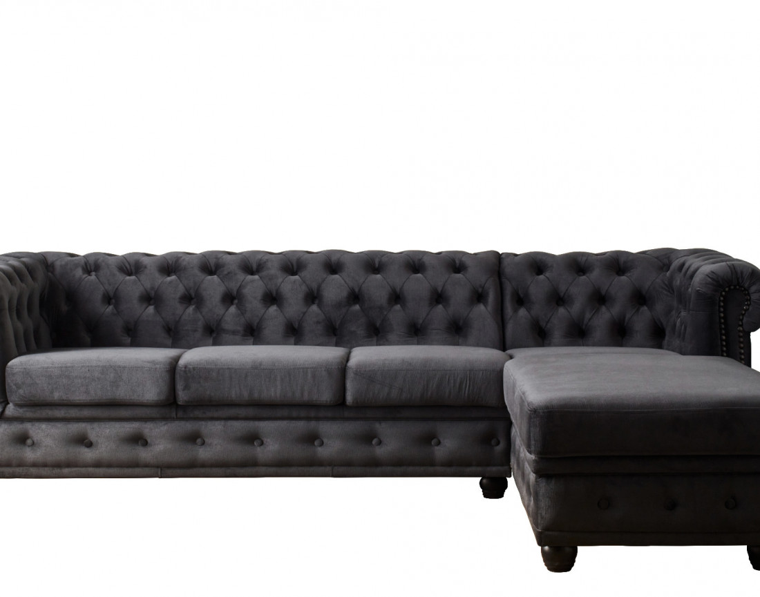 Canapé Chesterfield d'angle droit 4 places en velours William