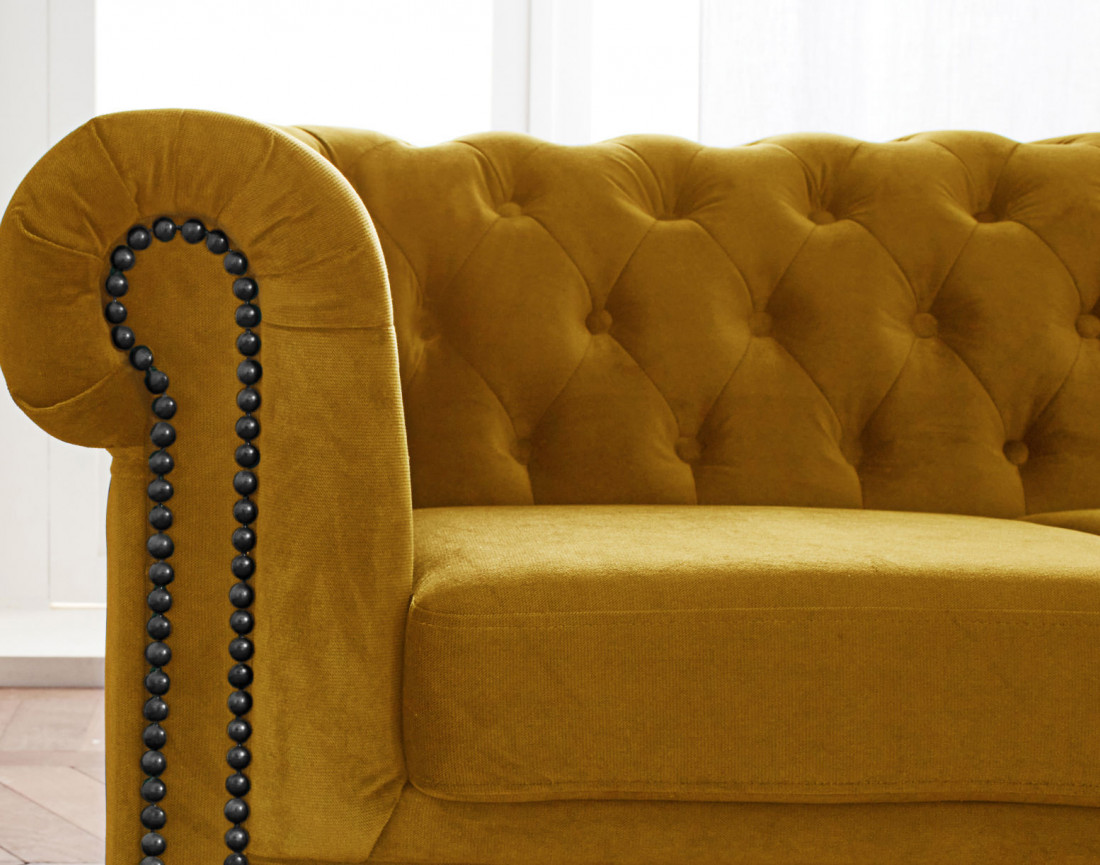 Canapé Chesterfield d'angle droit 4 places en velours William