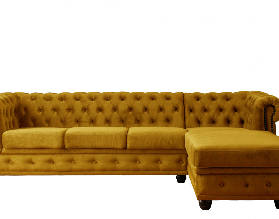 Canapé Chesterfield d'angle droit 4 places en velours William