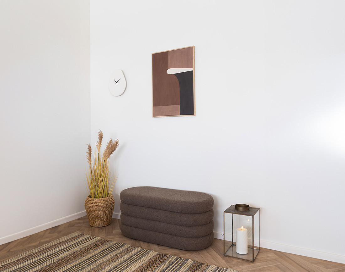 Pouf avec rangement en tissu bouclette Neo