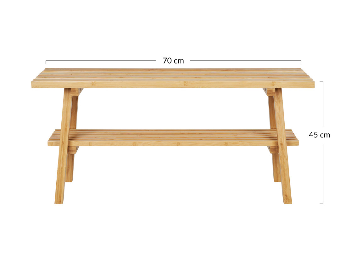 Banc avec rangement bambou naturel 70 cm Saona