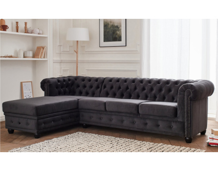 Canapé Chesterfield d'angle gauche 4 places en velours William