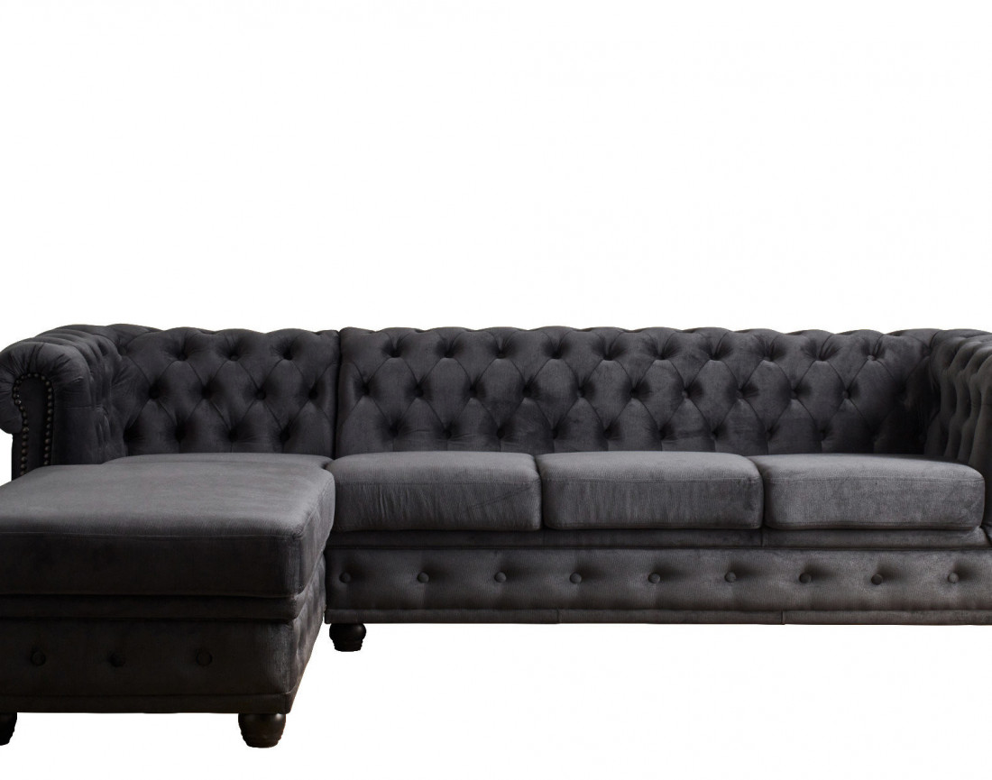 Canapé Chesterfield d'angle gauche 4 places en velours William